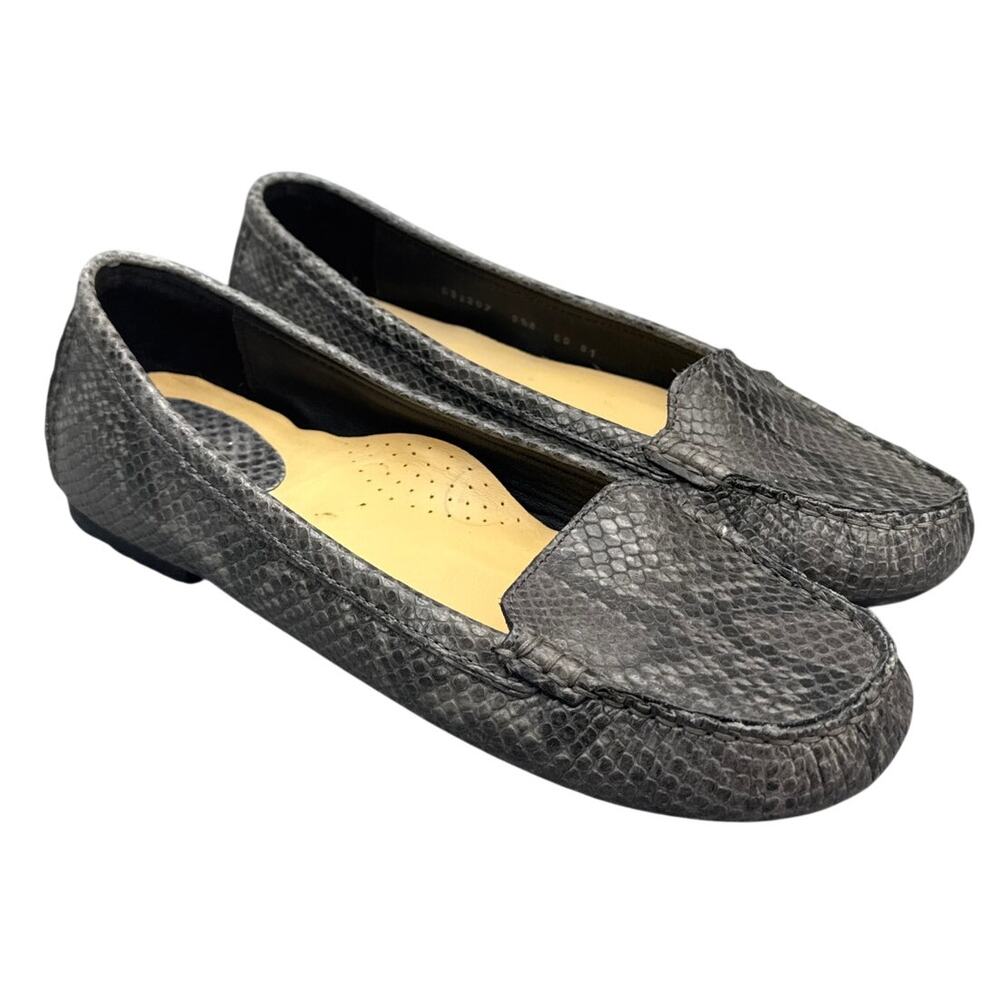 Cole Haan Air Alesandra Grey Snake Print Leather Driving Loafer Women 9.5